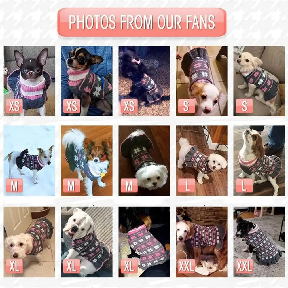 Autumn Winter Warm Cute Cosy Turtleneck Pullover Sweater Dress for Dogs