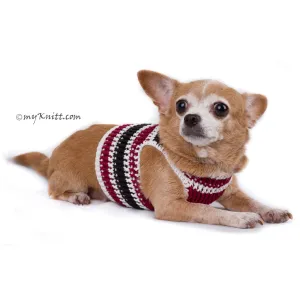 Black Maroon Dog Harness Vest Handmade Knit Choke Free Collar DH74