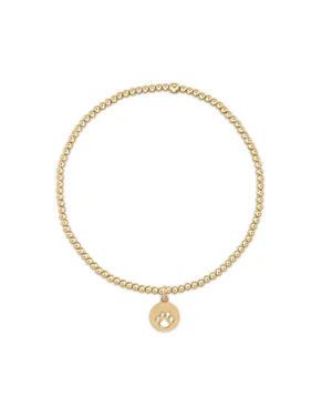 Classic Gold 2MM Bead Bracelet Paw Print Small Gold Disc [BCLG2PPSMGD]