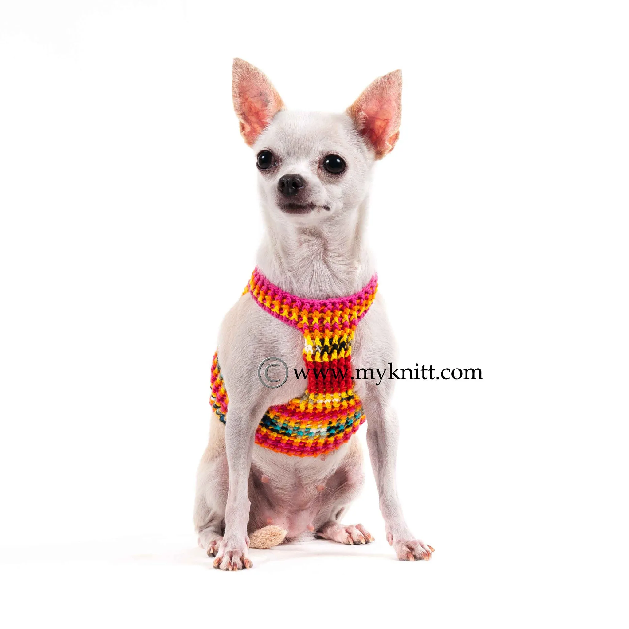 Colorful Cotton Dog Harness Comfortable Choke Free Hand Crochet DH47
