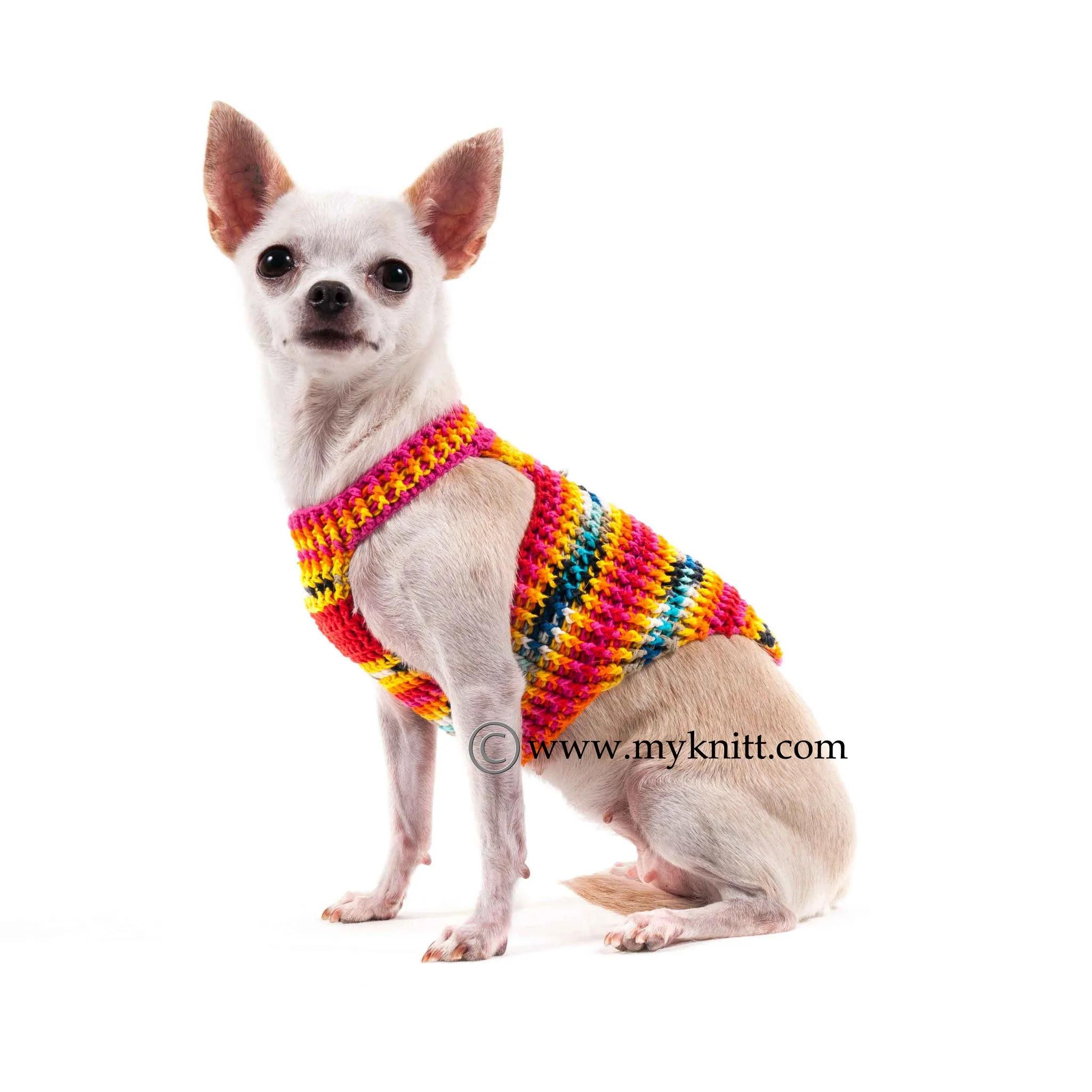 Colorful Cotton Dog Harness Comfortable Choke Free Hand Crochet DH47