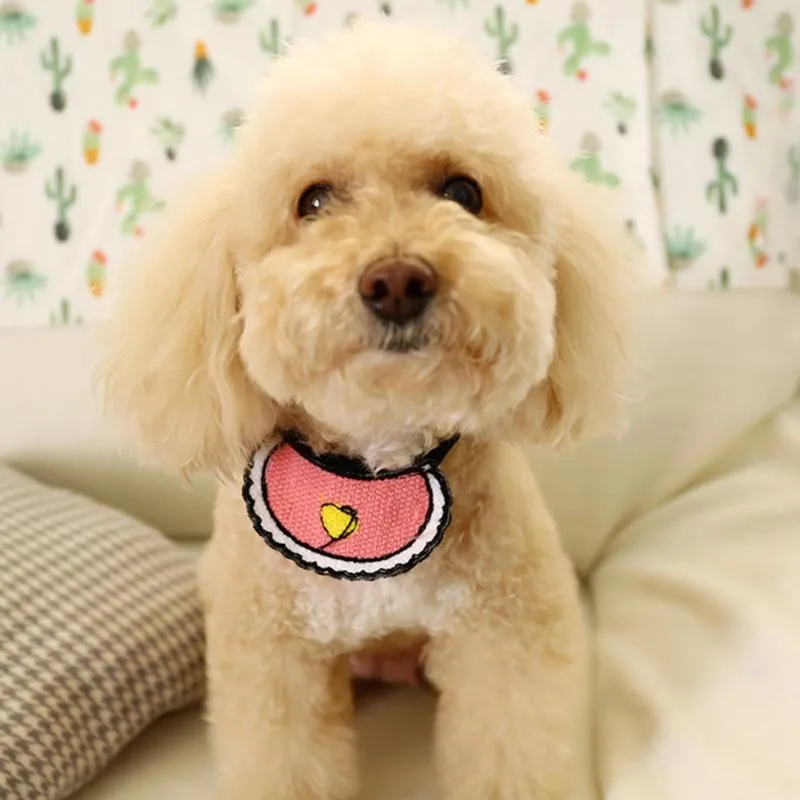 Dog Cat Saliva Towel Love Bib Pet Triangle Scarf Small Dog Collar - Size S