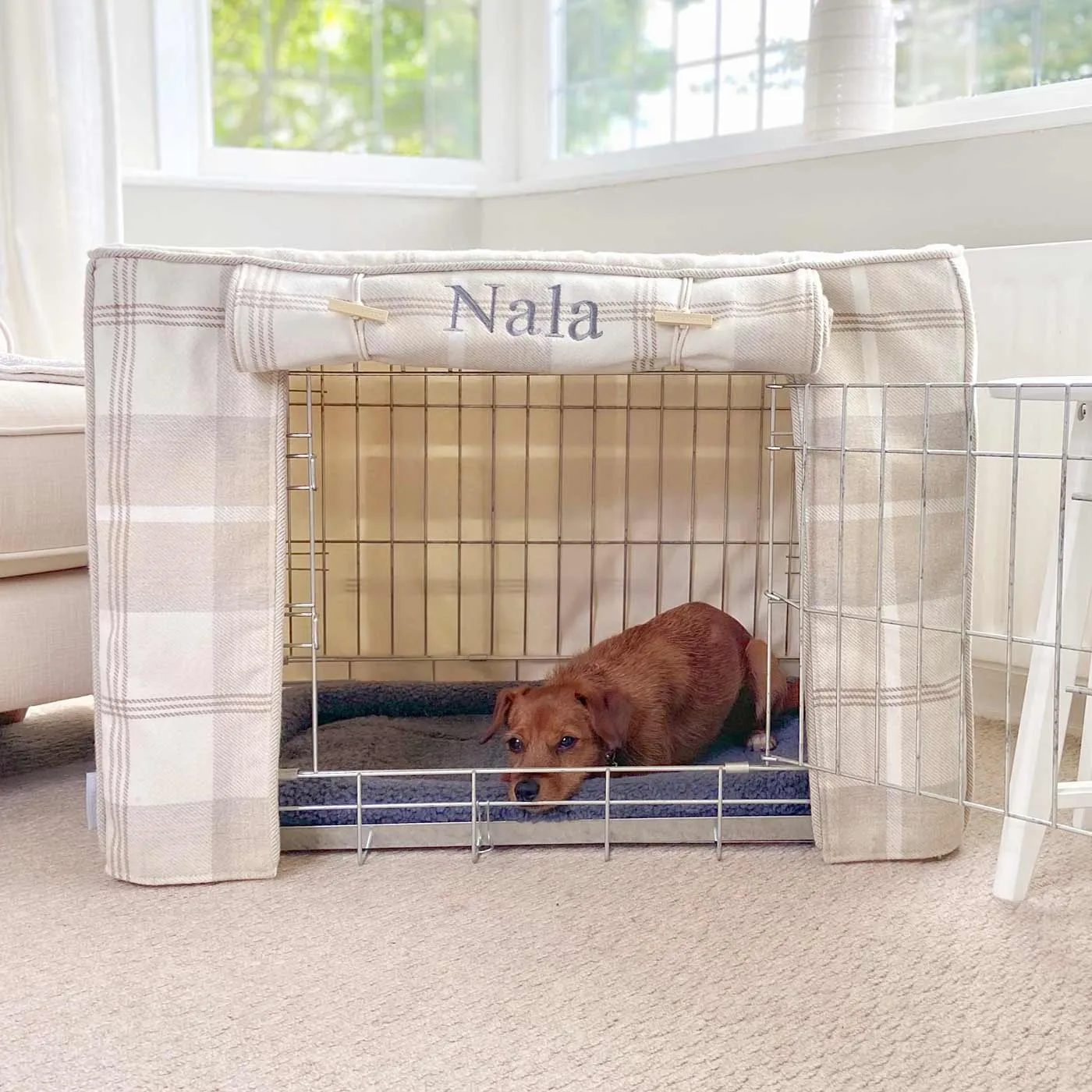 Dog Crate Cover in Balmoral Natural Tweed by Lords & Labradors