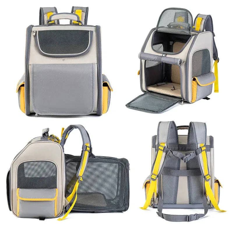Dog Expandable Backpack Puppy Foldable Back Pack Expansion Large Capacity Outdoor Breathable Cat Portable Extended Carrier Bags