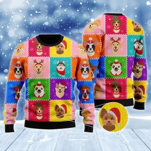 Dog Face Santa Christmas Ugly Sweater