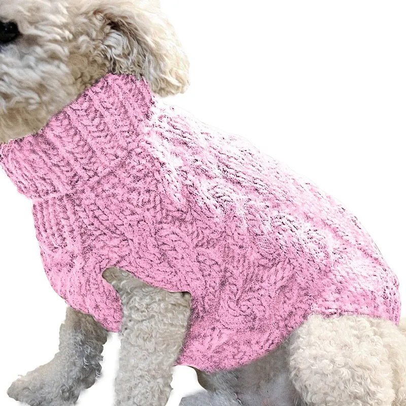 Dog Twist Knit Sweaters Turtleneck Knitted Pet Clothing Puppy Cat Sweater Vest Chihuahua Yorkie Coat Two-legged Clothes
