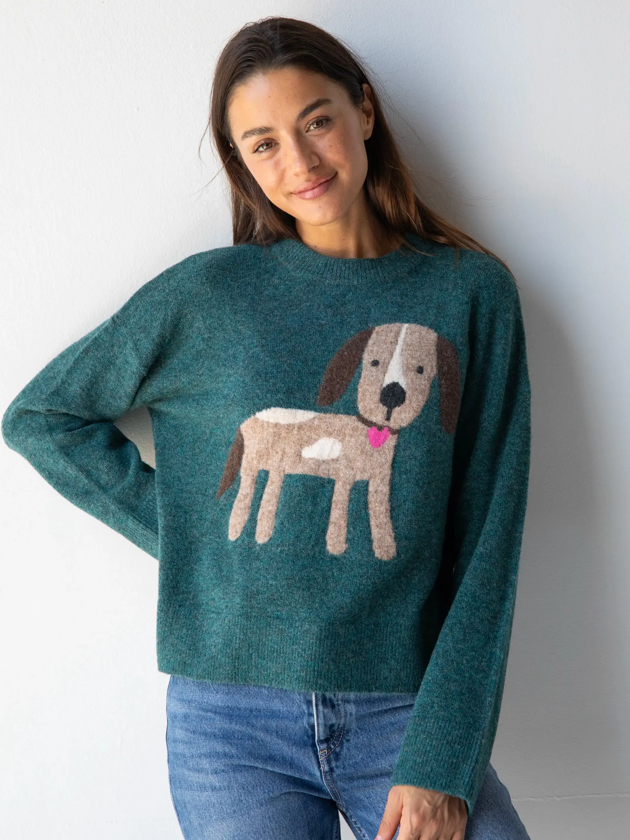 Everyone's Favorite Sweater - Dark Teal Dog