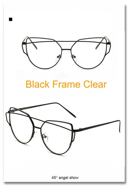 Fashion Cat Eye Metal Reflective Mirror Sunglasses
