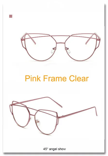 Fashion Cat Eye Metal Reflective Mirror Sunglasses