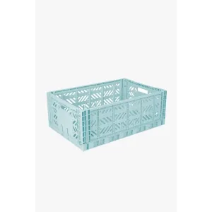 Foldable Storage Bins, Plastic Crate for Storage, Collapsible Crate, Utility Stackable Box Large Artic Blue