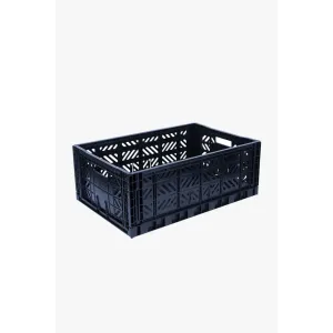 Foldable Storage Bins, Plastic Crate for Storage, Collapsible Crate, Utility Stackable Box Large Navy