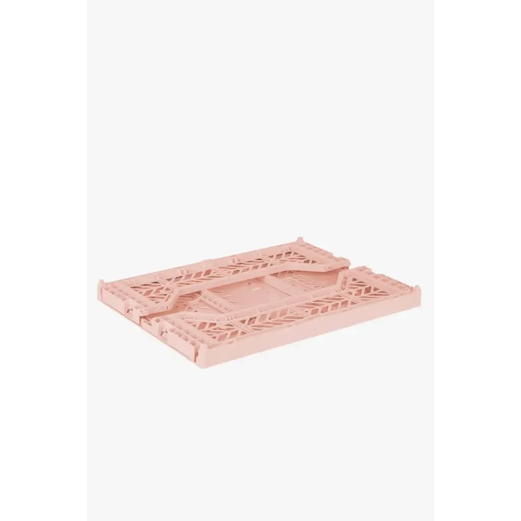 Foldable Storage Bins, Plastic Crate for Storage, Collapsible Crate, Utility Stackable Box Medium Milk Tea