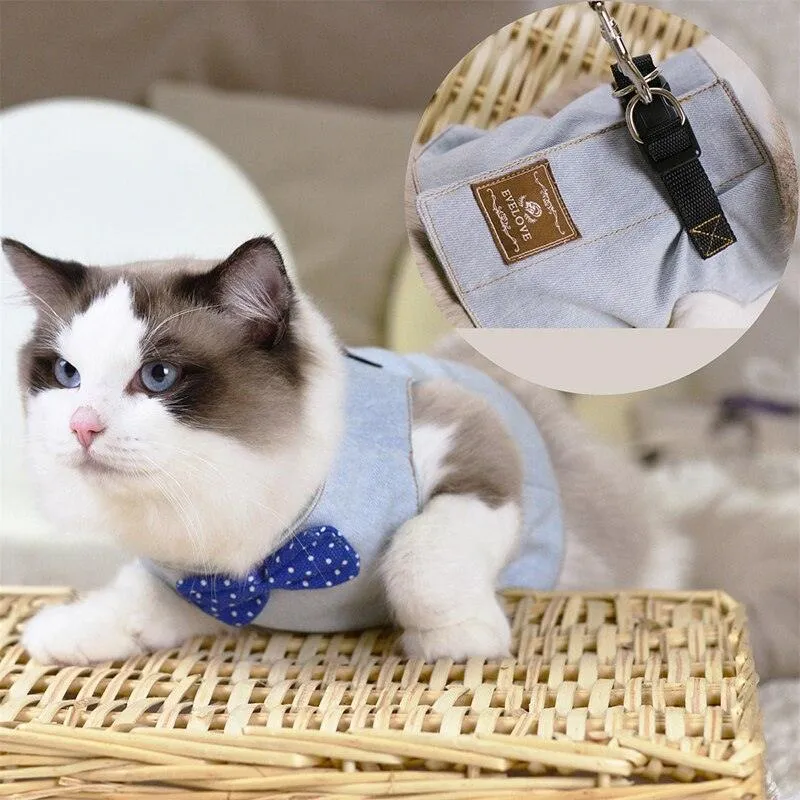 Gentleman Style Cat Harness with Leash