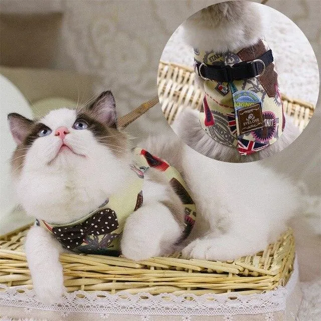 Gentleman Style Cat Harness with Leash