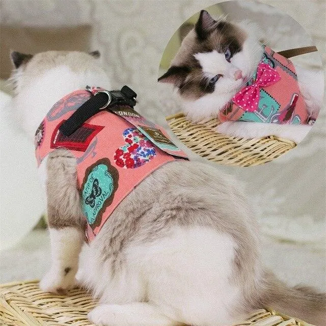 Gentleman Style Cat Harness with Leash
