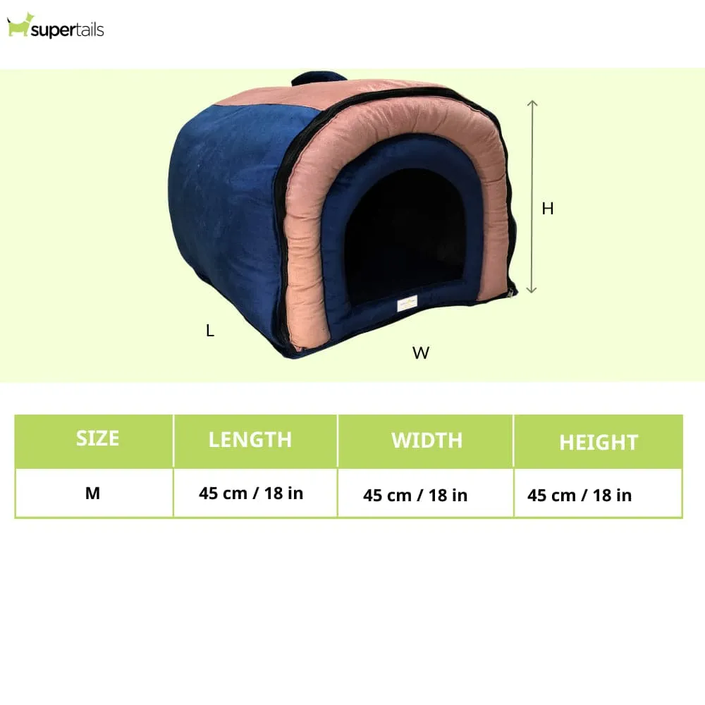 House of Furry Premium Tunnel House for Dogs and Cats (Pink/Dark Blue)