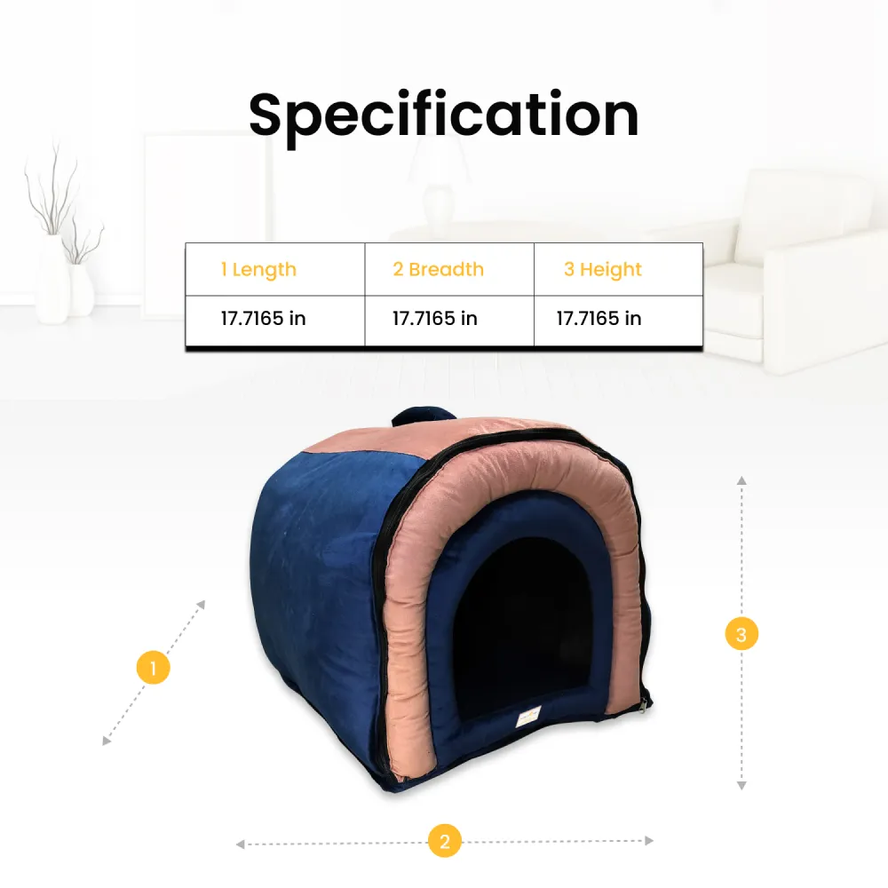 House of Furry Premium Tunnel House for Dogs and Cats (Pink/Dark Blue)