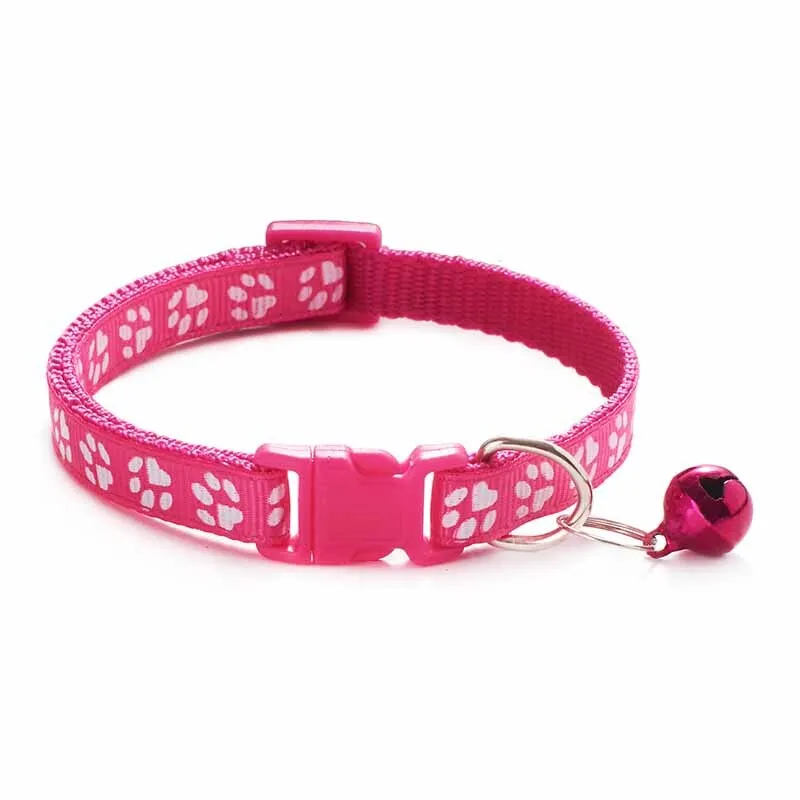 New Cute Cats Bell Collar For Cat Dog Necklace Cartoon Funny Footprint Collars Adjustable Nylon Neck Strap Leads Cat Accessories