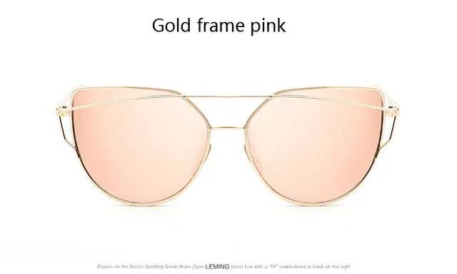 New Fashion Cat Eye Twin-Beam Mirror Lens Sunglasses