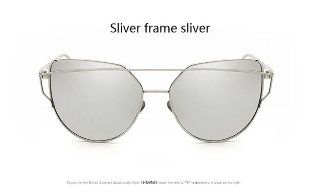 New Fashion Cat Eye Twin-Beam Mirror Lens Sunglasses