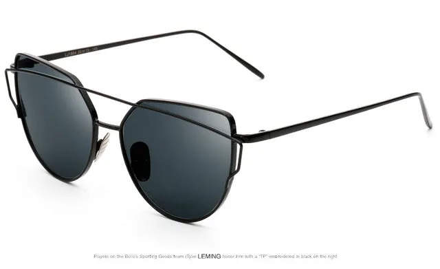 New Fashion Cat Eye Twin-Beam Mirror Lens Sunglasses