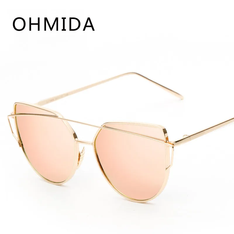 New Fashion Cat Eye Twin-Beam Mirror Lens Sunglasses