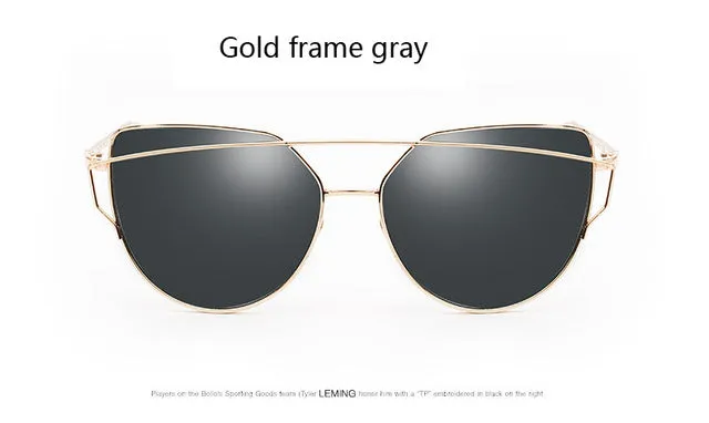 New Fashion Cat Eye Twin-Beam Mirror Lens Sunglasses