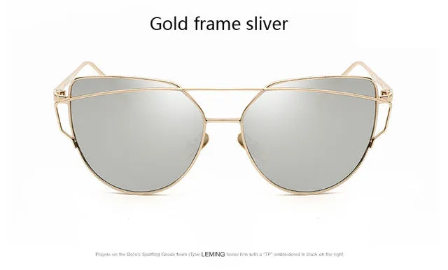 New Fashion Cat Eye Twin-Beam Mirror Lens Sunglasses