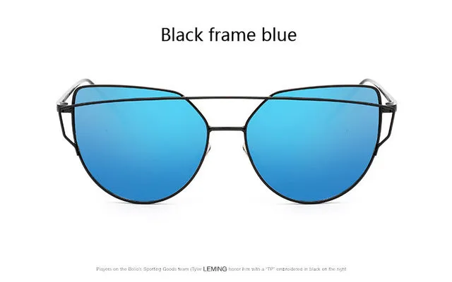New Fashion Cat Eye Twin-Beam Mirror Lens Sunglasses