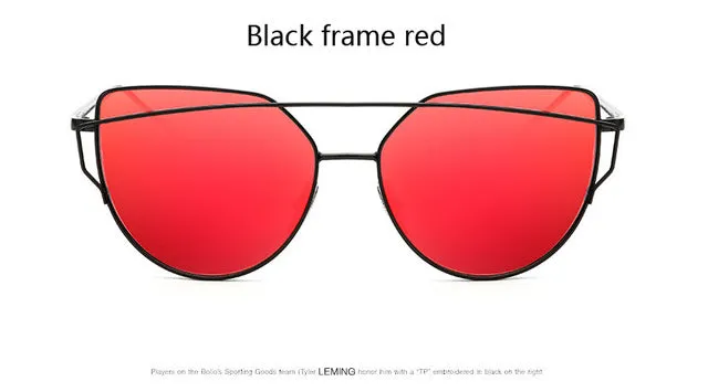 New Fashion Cat Eye Twin-Beam Mirror Lens Sunglasses