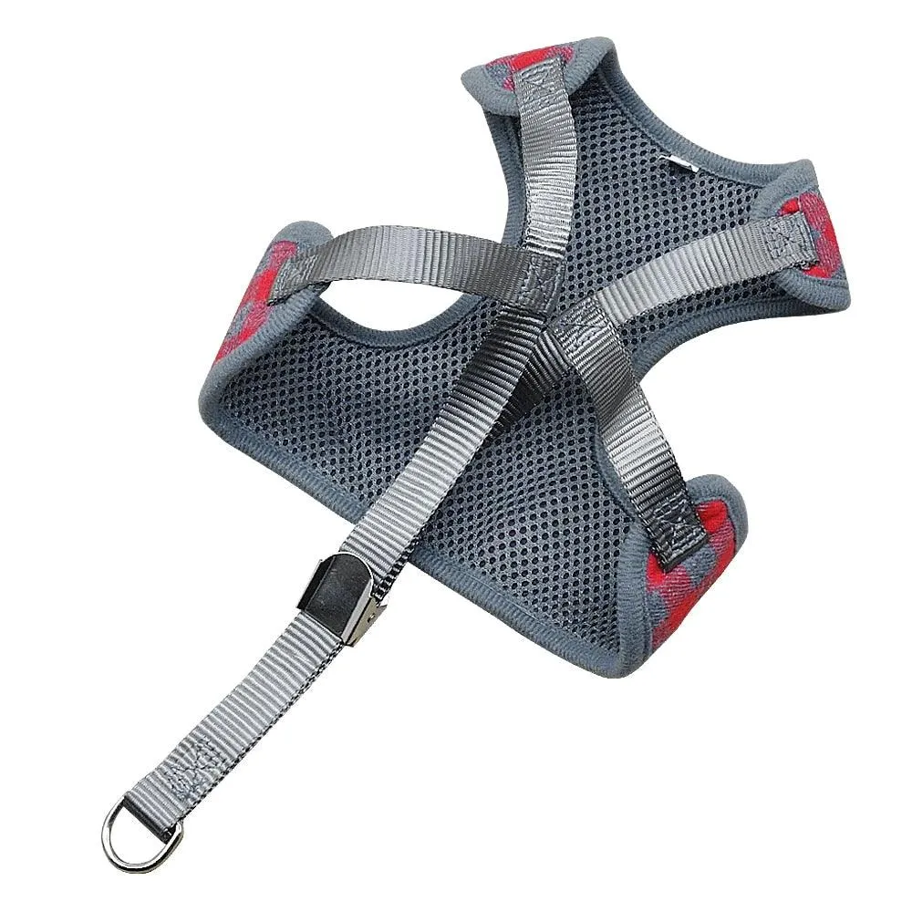 Plaid Dog Bow Harness abd Leash Sets