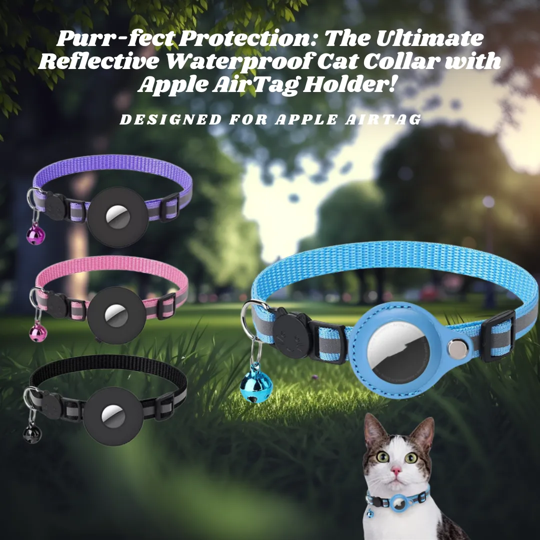 Reflective Waterproof Cat Collar That Holds an Apple AirTag