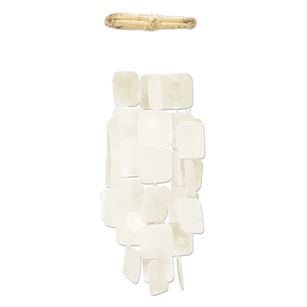 Small Square Capiz Chime - White